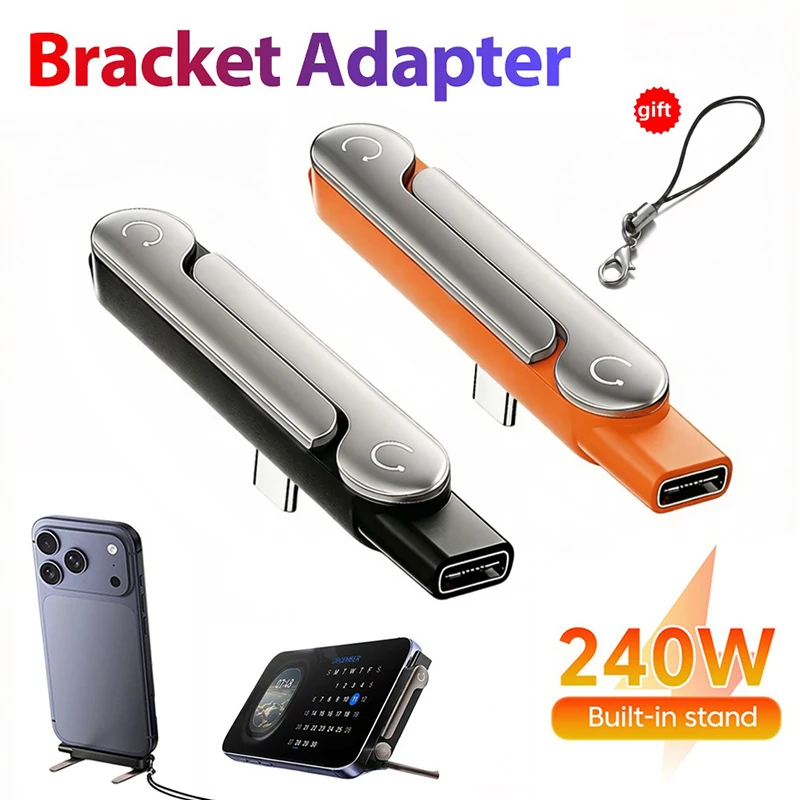 

240W Super Fast Charging Cable with Detachable Gaming Stand Type-C to Type-C Data Cord for Phone & Tablet Portable PC Accessory