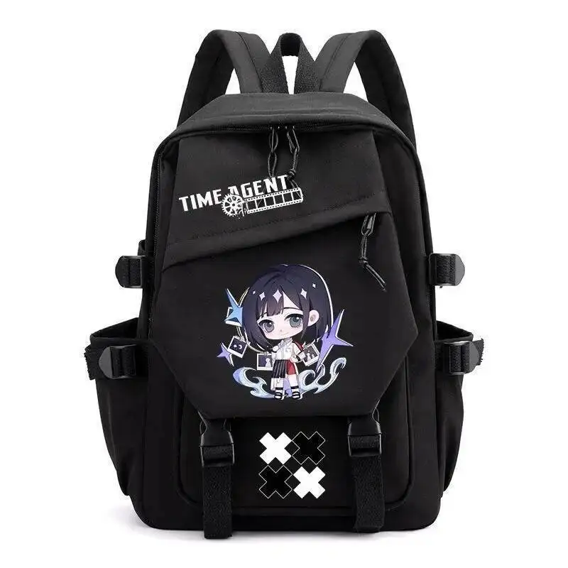 

Anime Game Chibi Black White Pink Link Click Student School Bags Large Capacity Mochilas Backpacks For Gift
