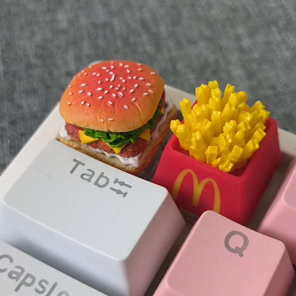 Cute Hamburger Artisan Keycap Custom Resin Gourmet Food  Keyboard Cap Personalized KeyCap for Mechanical Keyboard Accessories