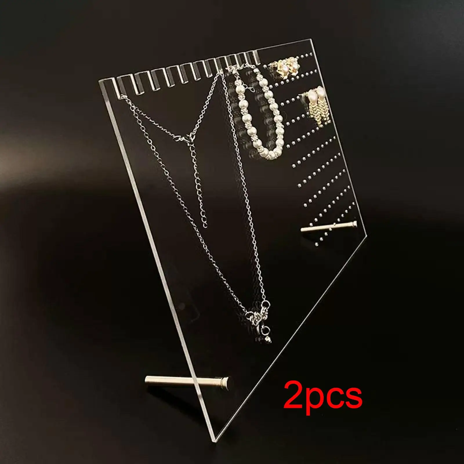 

2 Pieces Acrylic Jewelry Display Stand, Transparent Countertop Shows Gift Accessory Earring Organizer, Necklace Bracelet Holder