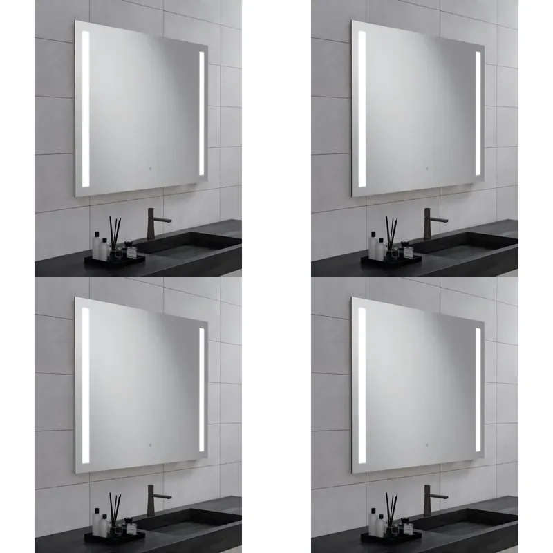for Rectangle LED Bathroom Mirror with Side Lights Touch Switch Wall Mounted Luminous Vanity Mirror  Hotel Bathrooms