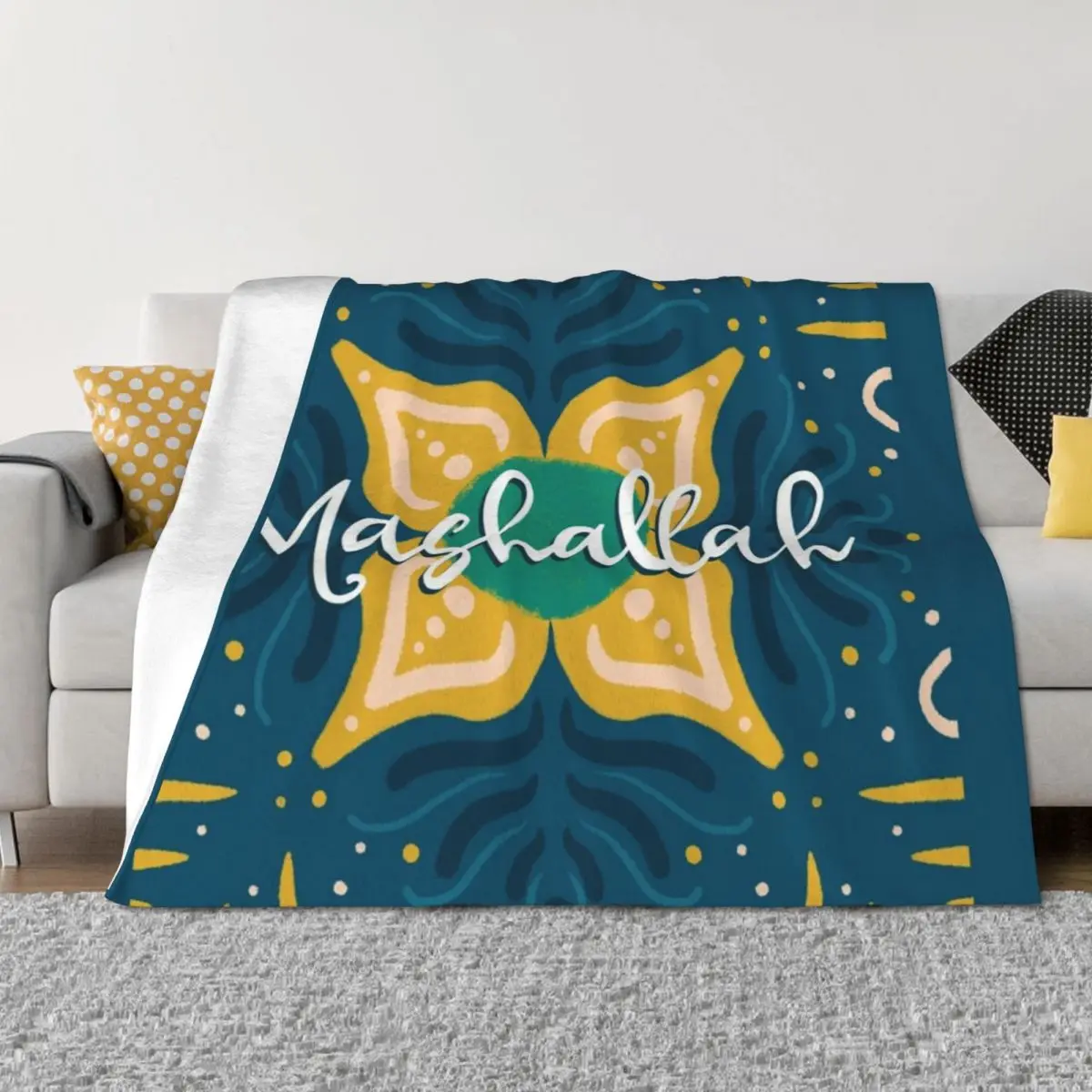 

Mashallah ‘God Willed it’ Throw Blanket Giant Sofa Baby Hairy Fashion Sofas Blankets
