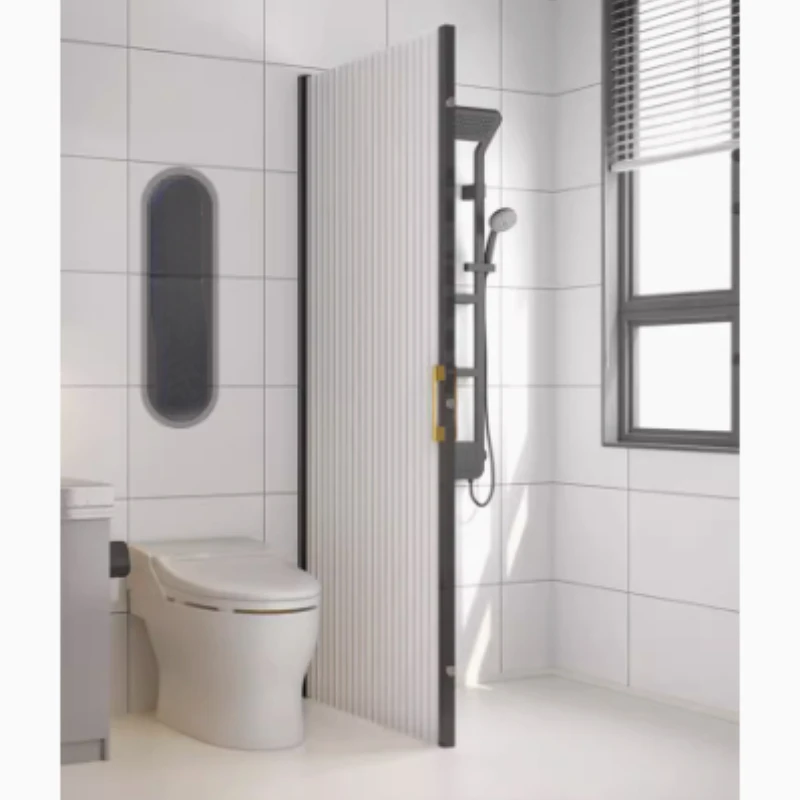 Invisible Shower Curtain Folding Set Punch-Free Bathroom Partition Dry Wet Separation Bathroom Curtain Waterproof Curtain