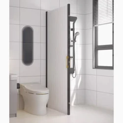 Invisible Shower Curtain Folding Set Punch-Free Bathroom Partition Dry Wet Separation Bathroom Curtain Waterproof  Curtain