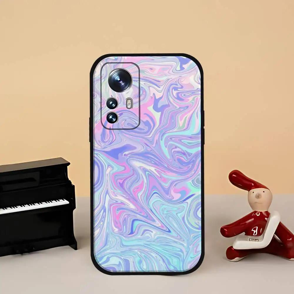 حافظة هاتف دوامة سائلة ملونة لهاتف Xiaomi 11 12 Redmi Note 11 5G 8T 9A 9 10T Note 8 9 12SUltra مقاومة للصدمات، نحيفة، سوداء، حافظة #3