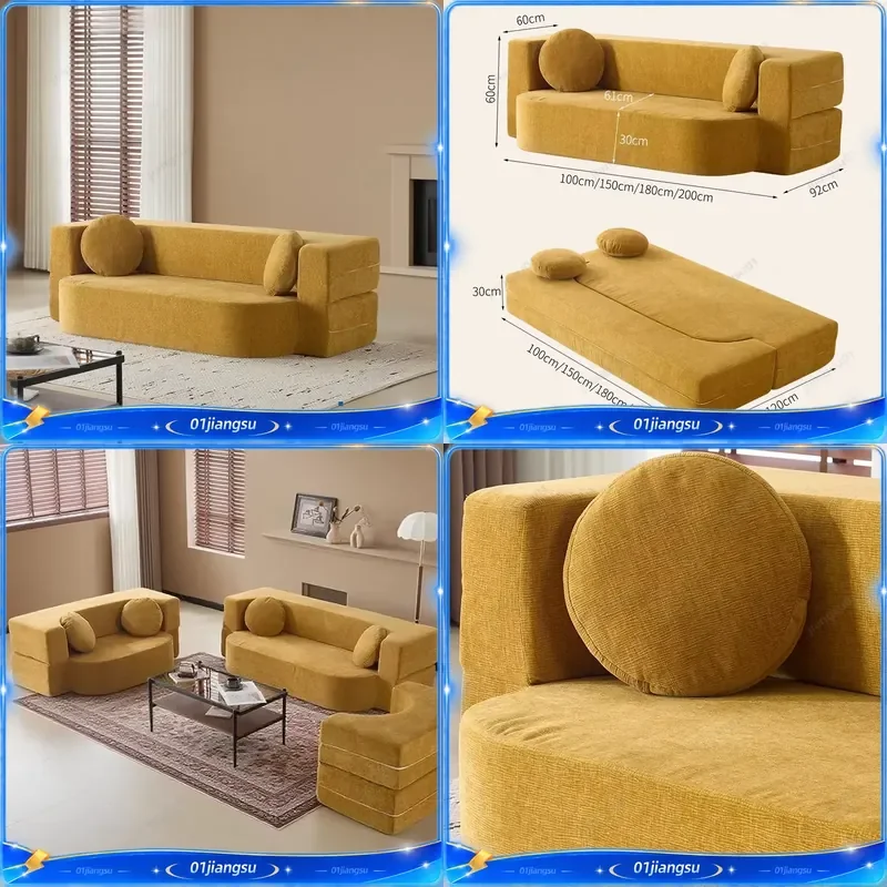 Modular Sectional Sofa Bed Compressed Sponge Living Room Bedroom Apartment Ultra Soft Deep Seat Lightweight Easy Assembly