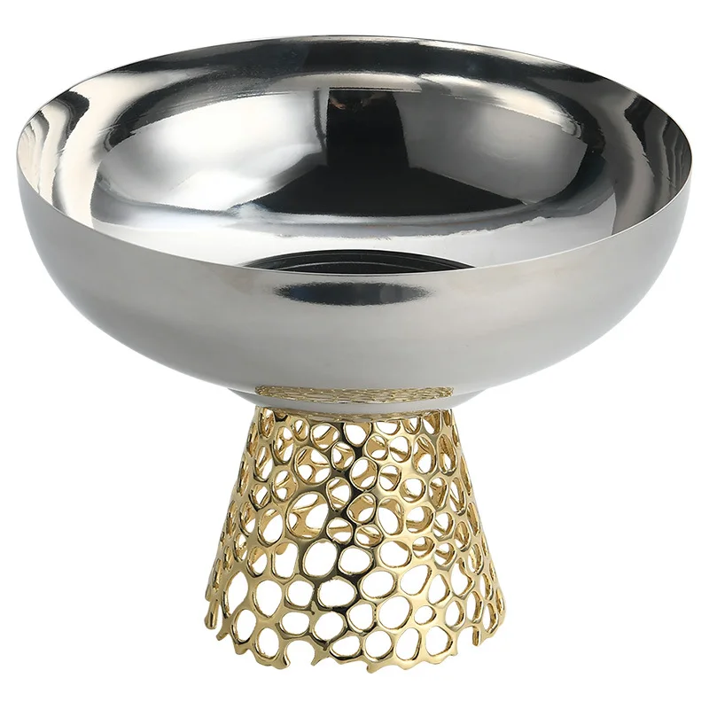 

Premium Hotel Stainless Steel Fruit Plate Tableware Plate Ornament Modern Light Luxury Dining Table Kitchen Candy Dim Sum Plate
