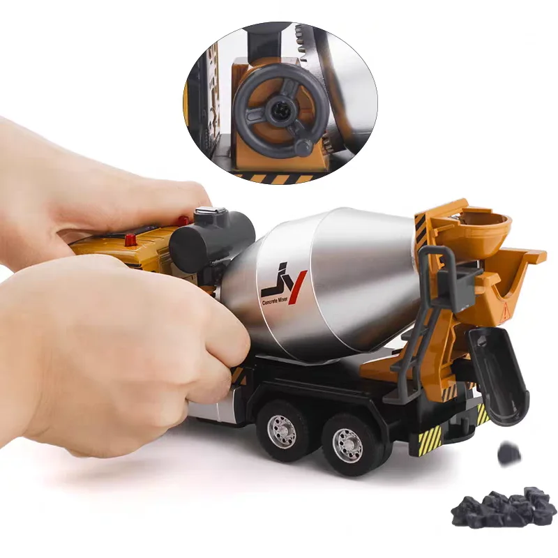 Engineering Vehicle Cement Mixer Transport Truck Simulation Diecast & Toy Vehicles Sounds & Light Pull Back Car 1:50 Alloy Model