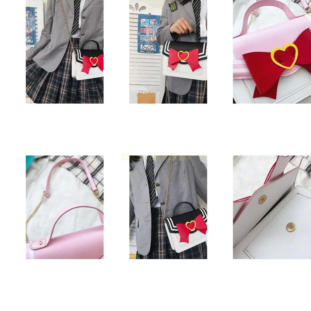 

X90D Women JK Uniform Bag Handbag Purse PU Leather Shoulder Crossbody Bag Tote Chain Satchel