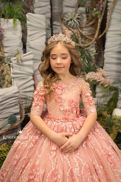 FATAPAESE vestido de niña de flores, falda esponjosa de tul de princesa con capas de crin de caballo trenzada, vestido de baile hinchado recortado