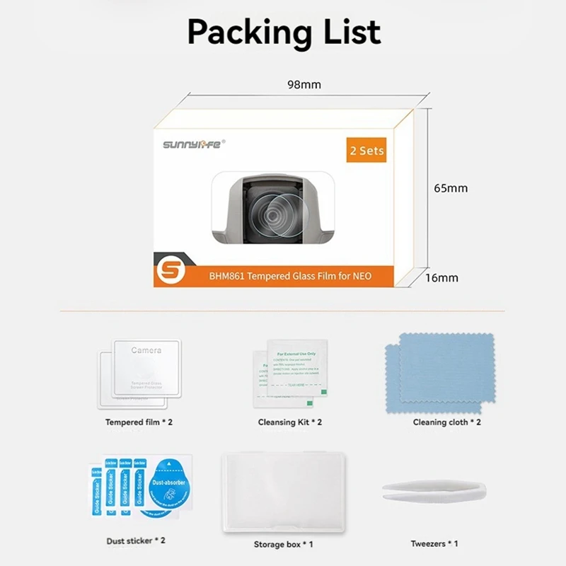 Защитная пленка для объектива SUNNYLIFE для камеры дрона DJI NEO, пленка из закаленного стекла, защита от взрыва и царапин для аксессуаров DJI NEO