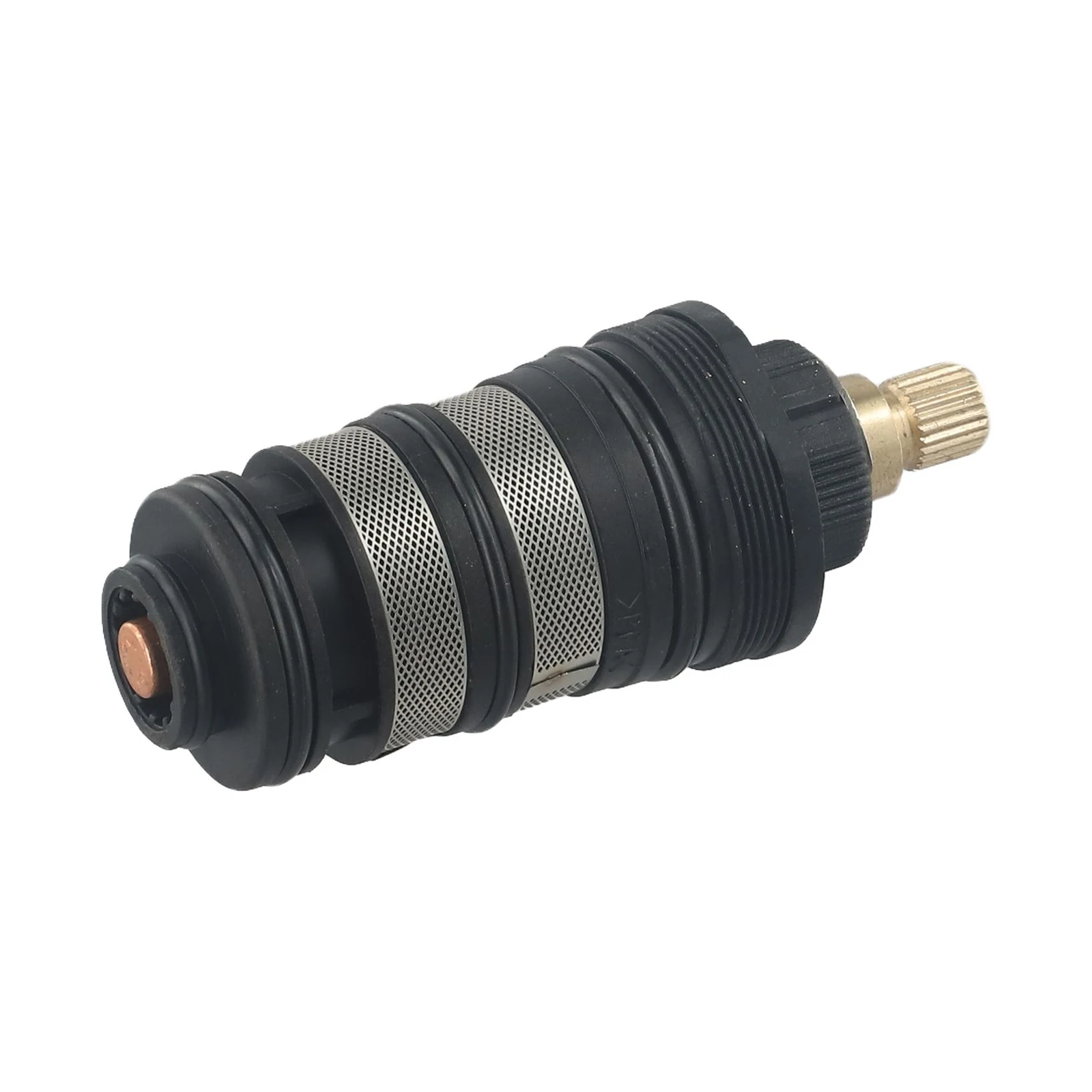 Copper thermostatic spool intended for use in systems where hot and cold water feeds require automatic proportional balancing