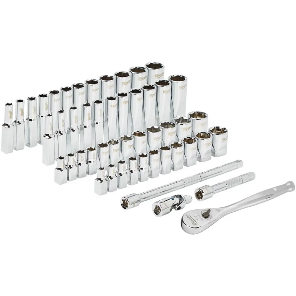 Set Ratchet & Soket 1/4-Inch dengan Desain 90 Gigi, Ukuran SAE dan Metrik untuk Pekerjaan Presisi