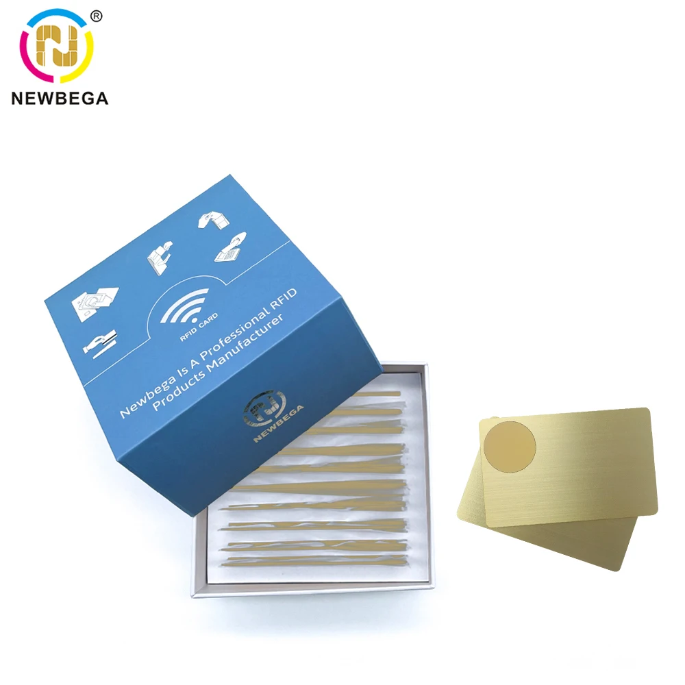 NFC Metal Cards Ntag215/216, Contact SLE4442 Chip,Smart Business Social Digital Card,13.56MHZ,10pcs With Gift Box