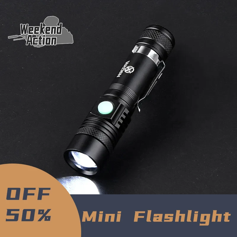 WADSN  High Lumens  Usb Rechargeable Strong Light Variable Focus with Floodlight  Mini Flashlight  For Camping Outdoor Emergency