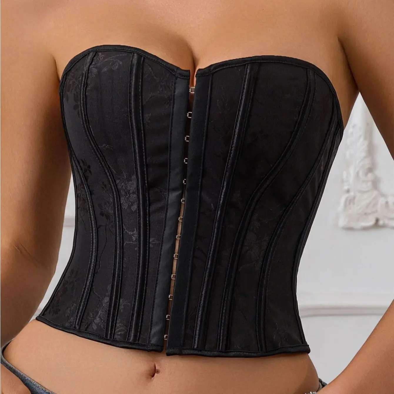 حمالة كورسيه فوقي للنساء الجوفاء ضمادة بوديالمشكل المحاصيل صديرية دائرية ملابس داخلية المشدات خمر كورسيه سليم المشدية سترة تانك القمم #5