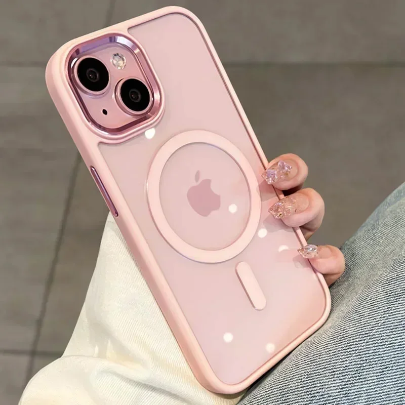 Magnetic Luxury Clear Armor For Magsafe Wireless Charging Case for iPhone 16 15 14 13 12 11 Pro Max Shockproof Bumper Cover
