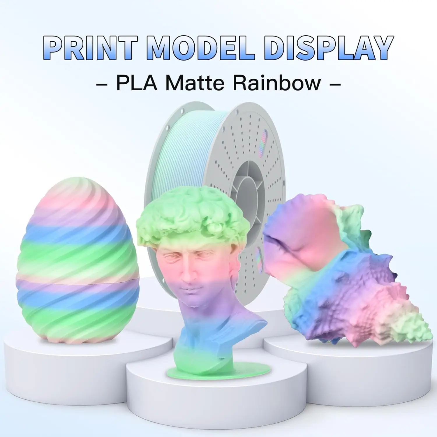Rainbow PLA 3D Printer Filament 1.75mm Multi-Color Changing FilamentDimensional Accuracy +/- 0.02mm 1 KG Matte Rainbow