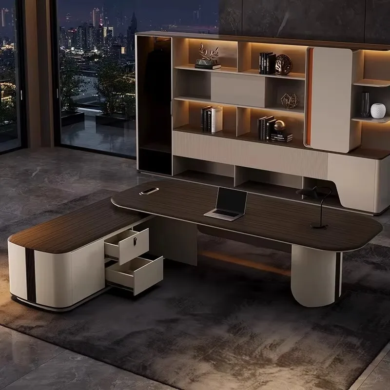 Sleek Minimalist Modern MFC Executive Desk Convertible Boss Table for Home Office Hotel School Apartment President Manager Table