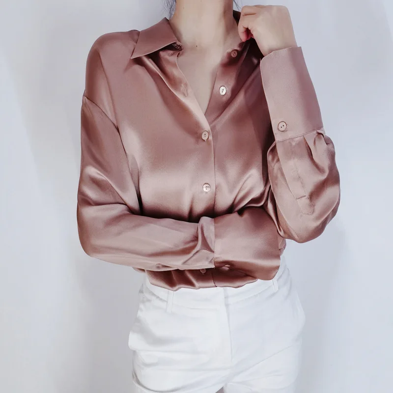 Birdtree 22MM 100%Real Silk Elegant Women Shirt Long Sleeve Solid Commute Basics Blouses Office Lady 2024 Spring New T41118QM