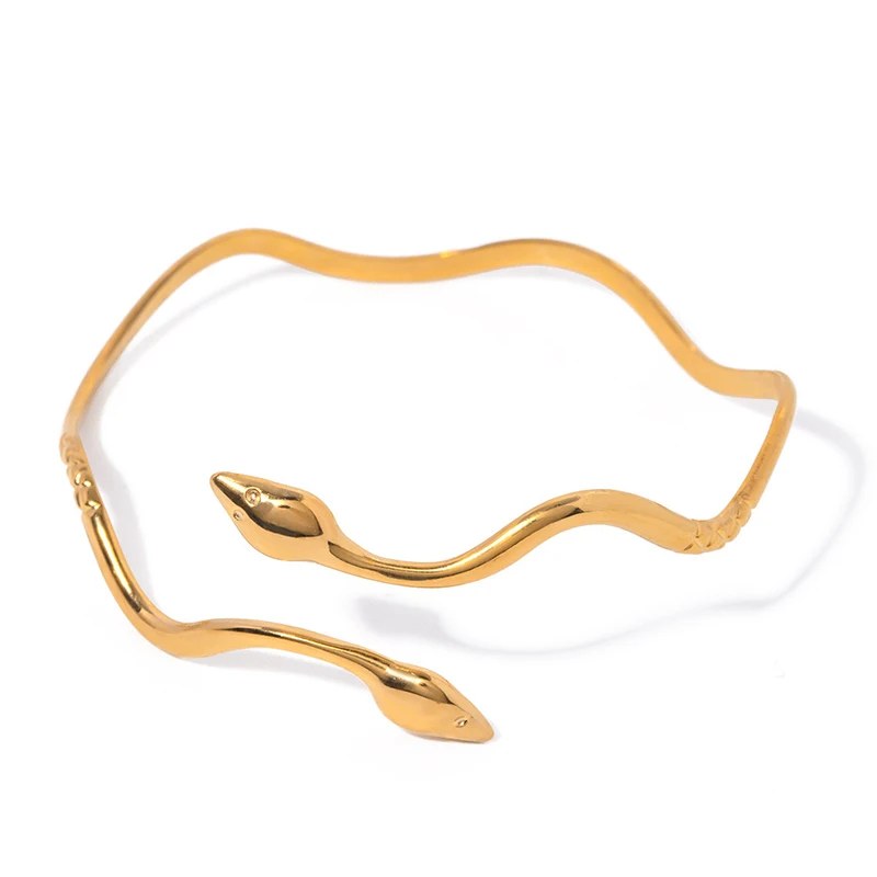 PRISCA-pulsera de diseñador de acero inoxidable para mujer Forma de serpiente Oro de 18k Joyería Punk de Hip Hop Nuevo