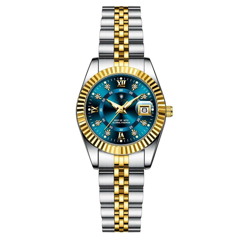 Jam Tangan Quartz Fashion 28MM Baru untuk Wanita, Jam Tangan Mewah Berlian Kecil Warna Emas untuk Wanita, Tudo Por 1 Real Reloj Muje