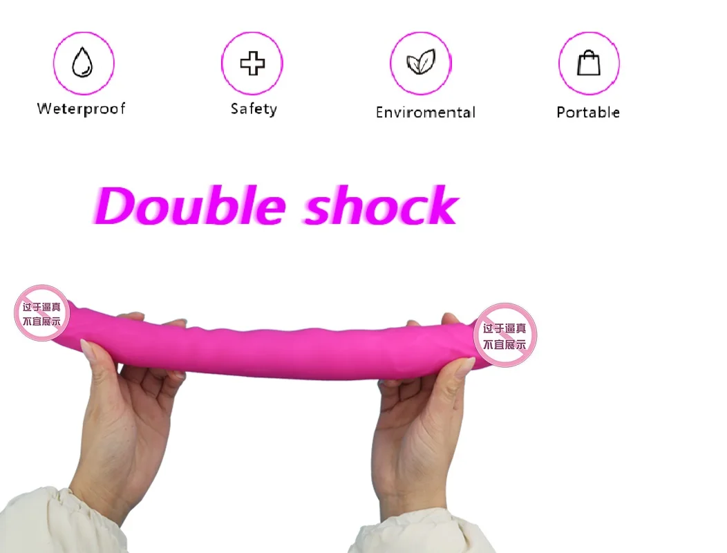 Double-Ended Vibrator Dildo for Couple Sex Toys, Strapless G Spot Dildos Silicone Fake Penis with Vibration for Lesbian Anal