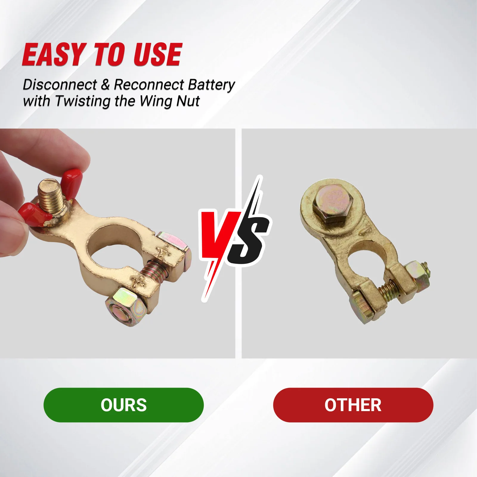 

1 пара автомобильных быстроразъемных зажимов для аккумулятора, зажимы для автомобильного аккумулятора, разъем, зажим для аккумулятора, латунный разъем с гайкой-бабочкой