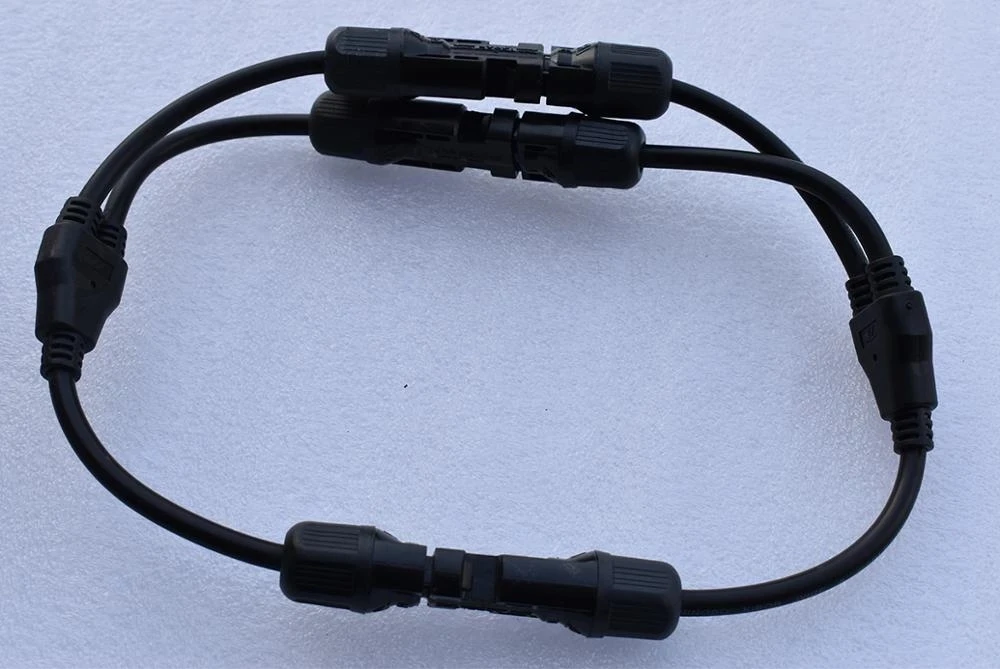 One Pair Y Type Connector Cable for Flexible Solar Panel Connection 2 Input 1 Output with Male Female UV-Resisted Cooper