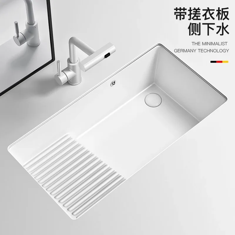 

Under-counter basin with washboard, laundry , wash basin, ceramic washing machine, balcony, bathroom