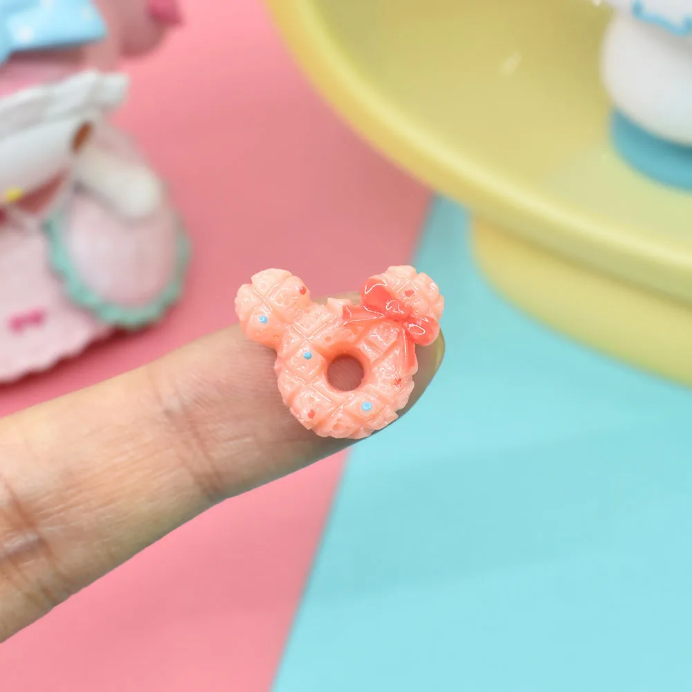 10pcs Resin Cartoon Donut Crafts Accessories,Kawaii Cabochons,Mini Figurine,Flatback Embellishments,Scrapbooking Materials,DIY