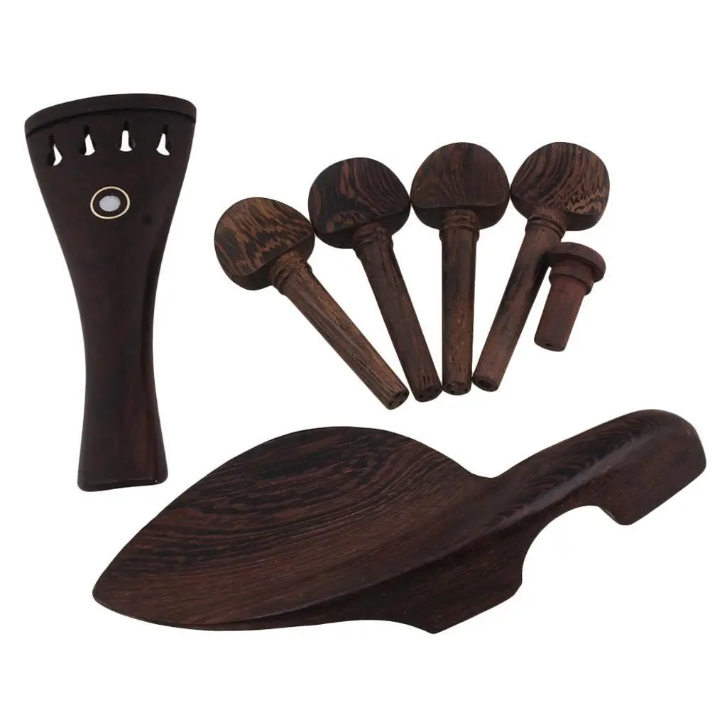 

4/4 Violin Parts Wenge Wood Chinrest & Tailpiece & Endpin & Tuning Pegs Set