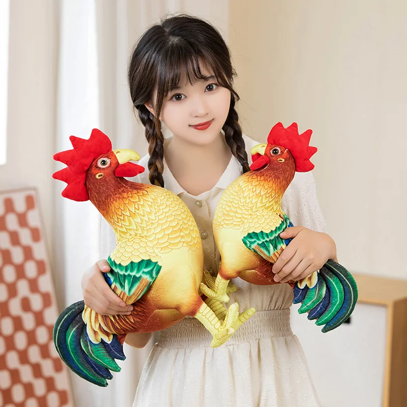 Hot 1pc 34/44cm Simulazione Gallo Peluche Bambola Cuscino Rosso In Piedi Realistico Pollo Giocattolo Decorazione Della Casa Regalo Per Ragazzi E Ragazze