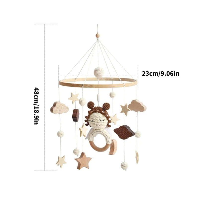 خشبية الكروشيه الملاك الحضانة المحمول شنقا قلادة لعبة طفل التعلم السمعي التطوير الحسي غرفة الحضانة الديكورات 15UB #6