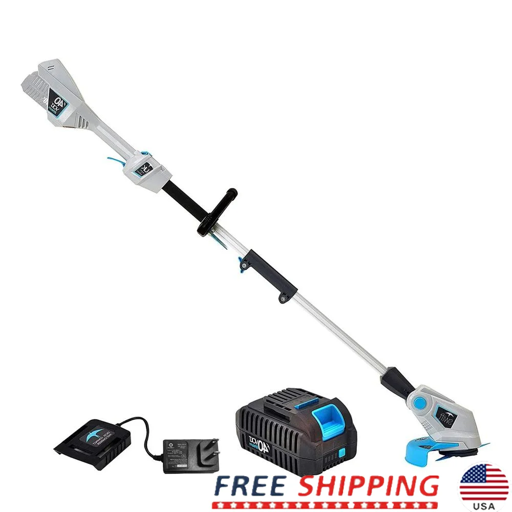 Cordless Lightweight Grass Trimmer Kit & Edger Weed Alu Foldable Shaft Garden 40V Li-Ion Battery 70min Working Time 9000rpm