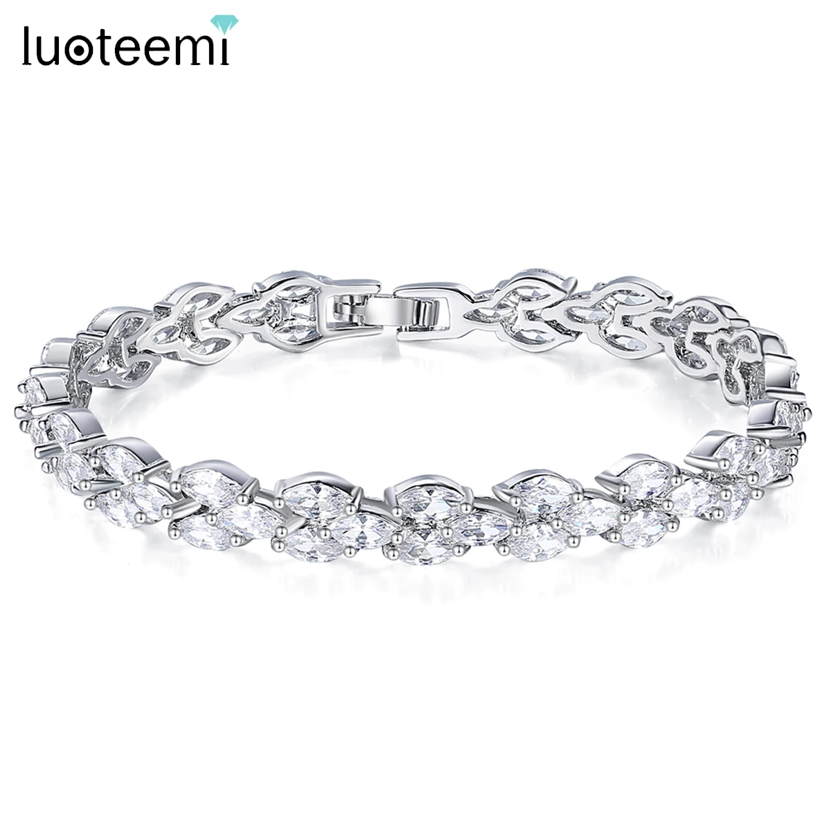 

LUOTEEMI Brand Fashion Cubic Zirconia Bracelet for Women Luxury Bridal Chain Tennis Bracelet CZ Engagement Wedding Jewelry