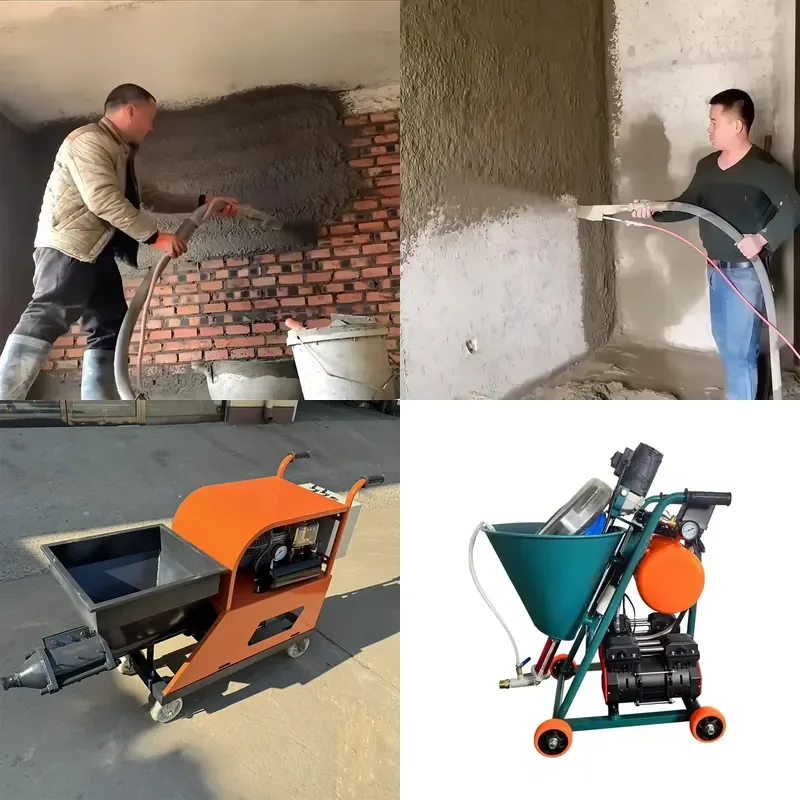 4KW Electric Diesel Cement Gypsum Sprayer with 10m Tube for Sand and Concrete Plastering Machine