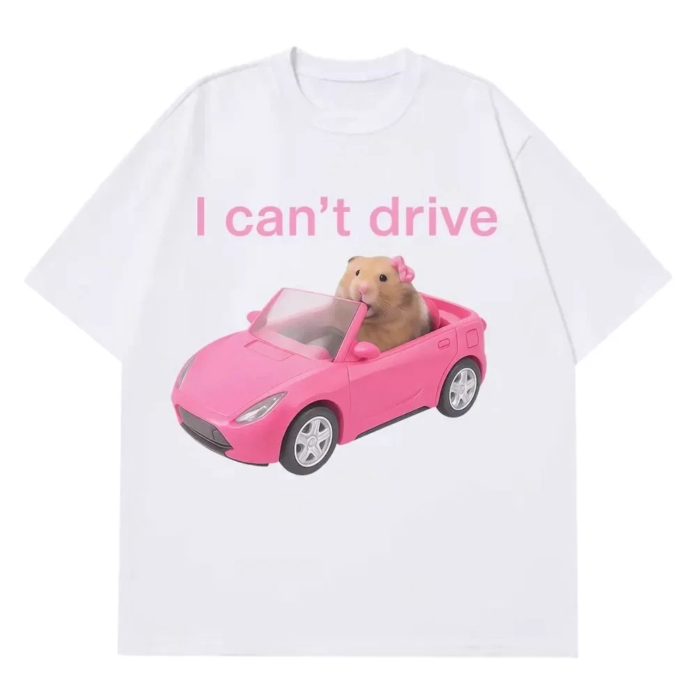 나는 운전할 수 없다 재미 있은 햄스터 밈 티셔츠 패션 프린트 티셔츠 여름 신작 여성 반팔 하라주쿠 캐주얼 티셔츠 streetwear