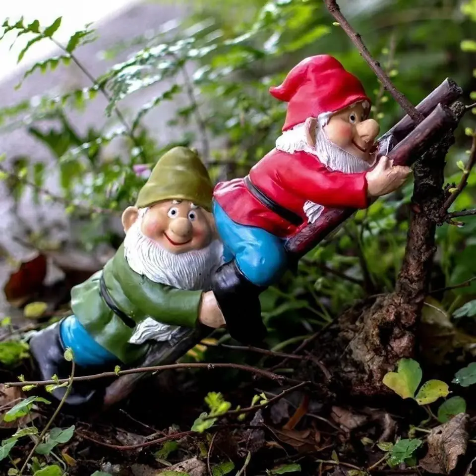 Garden Decoration Santa Claus Ornament Dwarf Planting Landscaping Flower Pot Ladder Elf Resin Ornament Garden Ornament