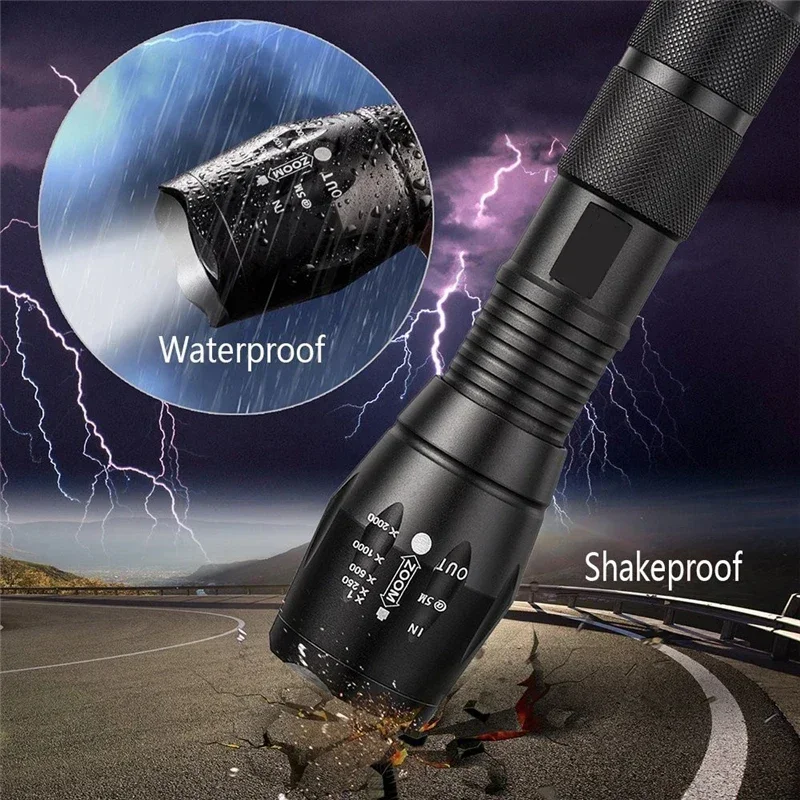 Multi Functional Telescopic Zoom LED Flashlight Aluminum Alloy Waterproof Lantern Use18650 Battery Outdoor Camping Fishing Torch