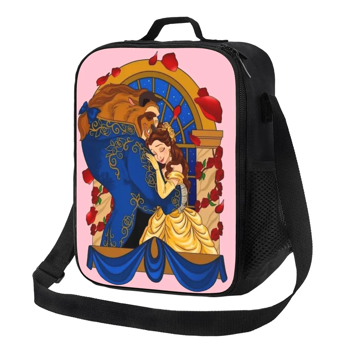 

Custom Beauty And The Beast Movie Resuable Lunch Boxes for Women Leakproof Cooler Thermal Food Insulated Lunch Bag Office Work