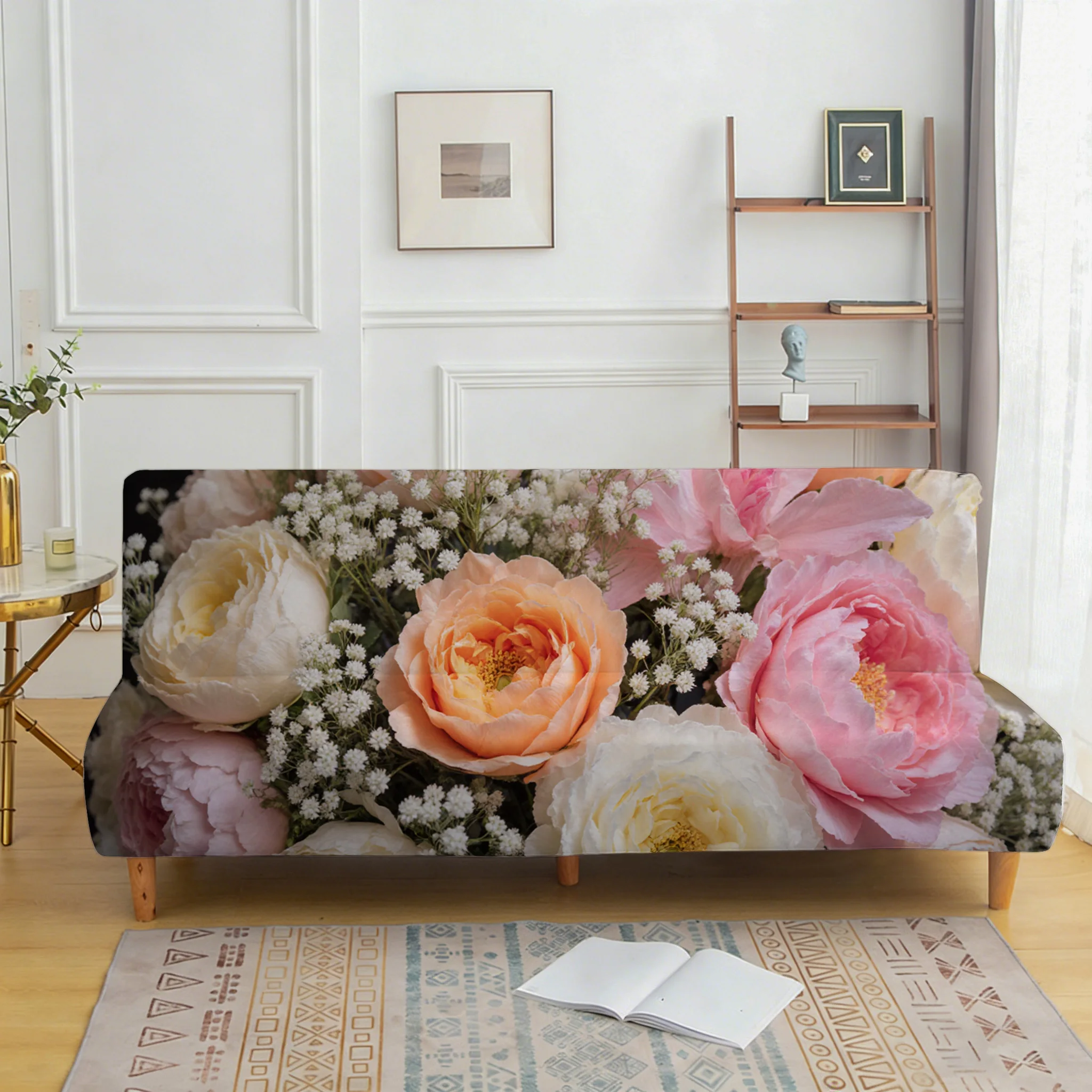 Gypsy bouquet printed sofa bed cover, living room sofa bed cover, dustproof machine washable sofa bed cover