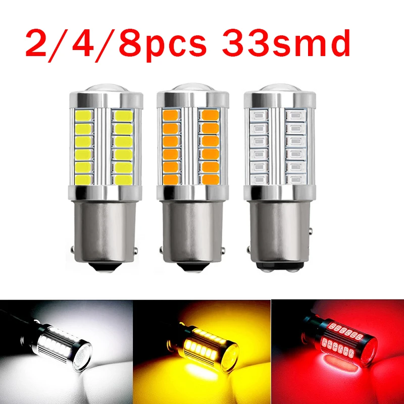 Luces de freno superbrillantes, lámpara antiniebla de 21/5W, 12V, 1156, 1157, P21/5w, BAY15D, 33SMD, 5630, 5730 led