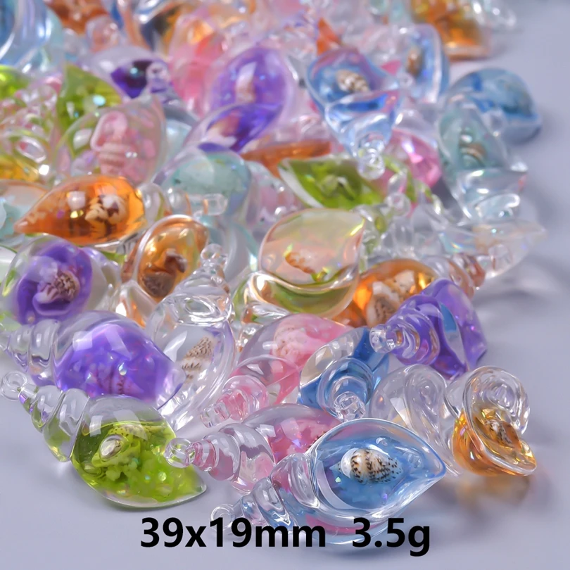 10pcs/Lot Luminous Resin Sea Snail Pendants Cute 3D Conch Charms for DIY Making Earrings Keychain Jewelry Handmade Accessories