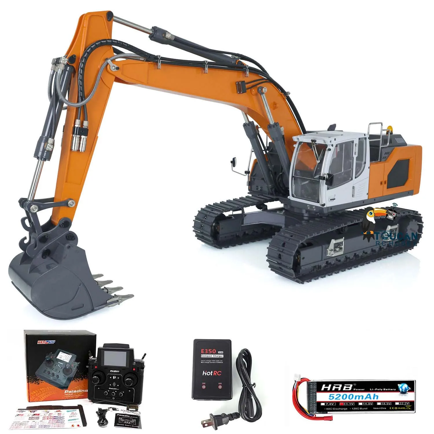 XDRC 945 1/14 Hydraulic Excavator PL18EV Radio System Digger W/ Quick Coupler Bucket Upgraded 5CH Reversing Valve ESC THZH1456