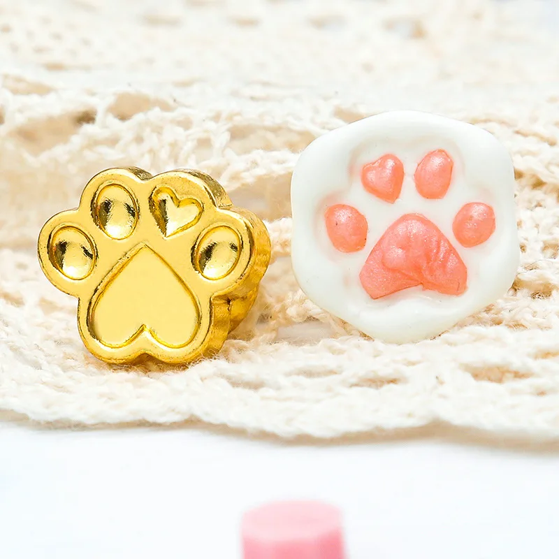 Cute Cat Paw Wax Stamp Sealing Custom Stamp Hobby Scrapbooking Envelope Wood Wax Seal Stamp Set Replace Copperhead Sealing Tools