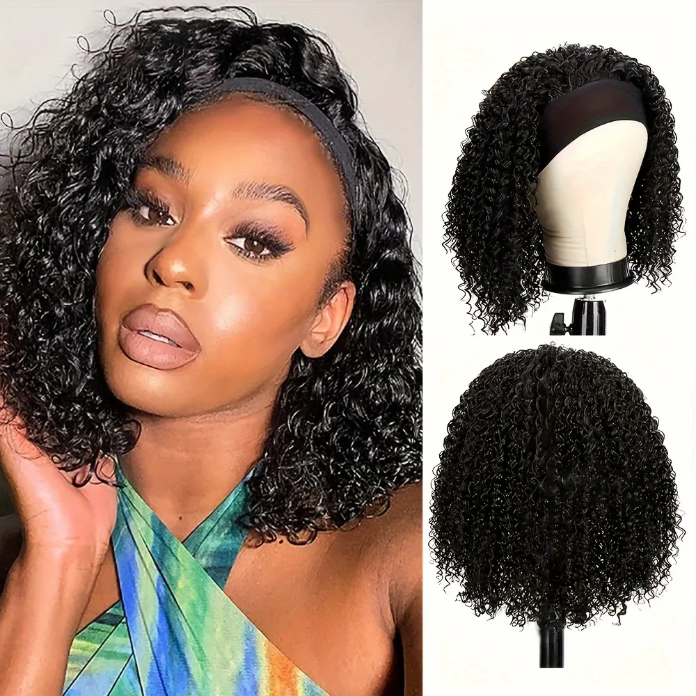 شعر مستعار صناعي برباط رأس للنساء ، شعر مجعد بموجة عميقة ، غطاء شبكي وردي ، ألياف عالية الحرارة ، حفلة يومية ، عيد الهالويين