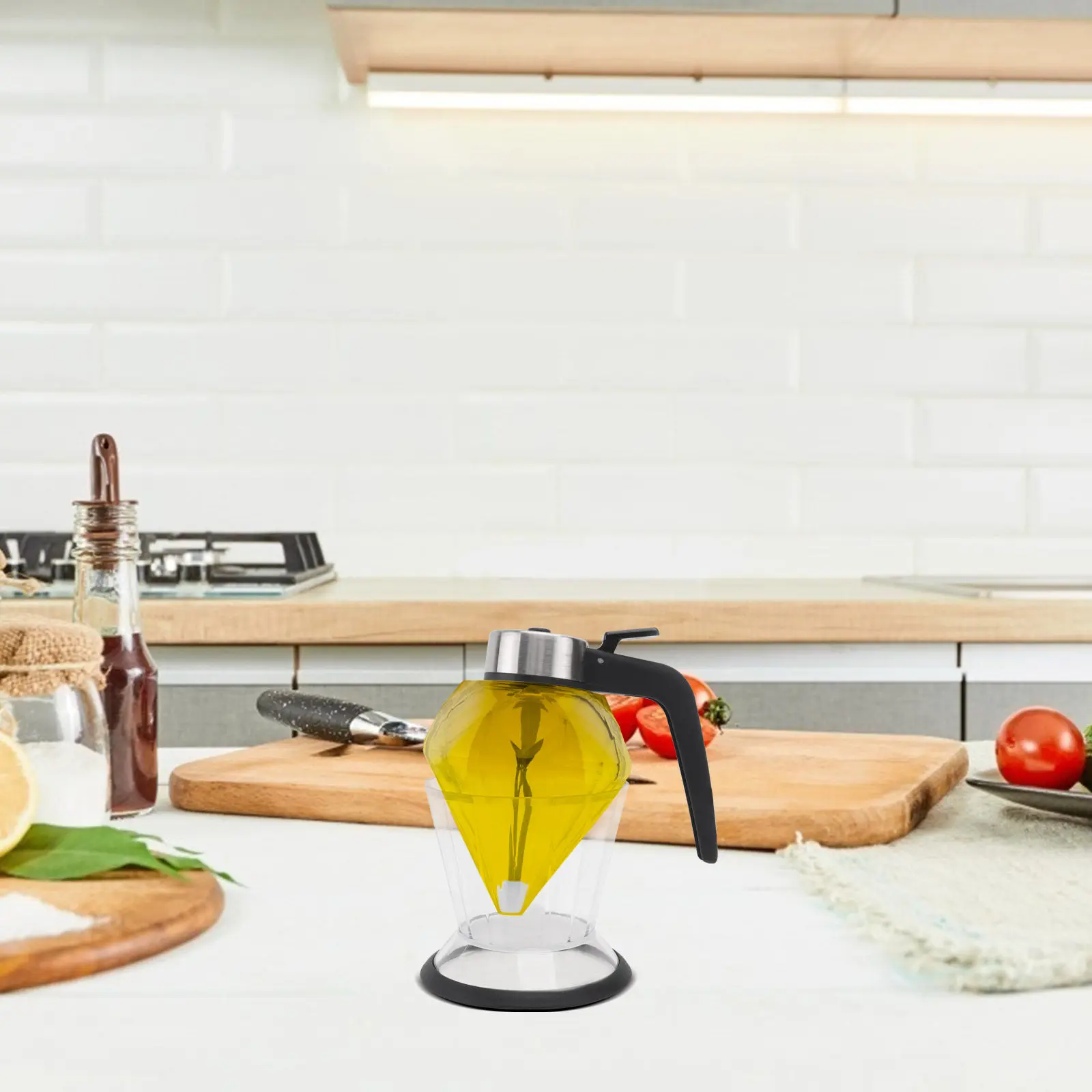 

Набор из 2-х стеклянных бутылок для масла с дозатором, кухонный контейнер для приправ, для хранения оливкового масла, уксуса, соевого соуса, с гладкой ручкой, удлиненный дизайн