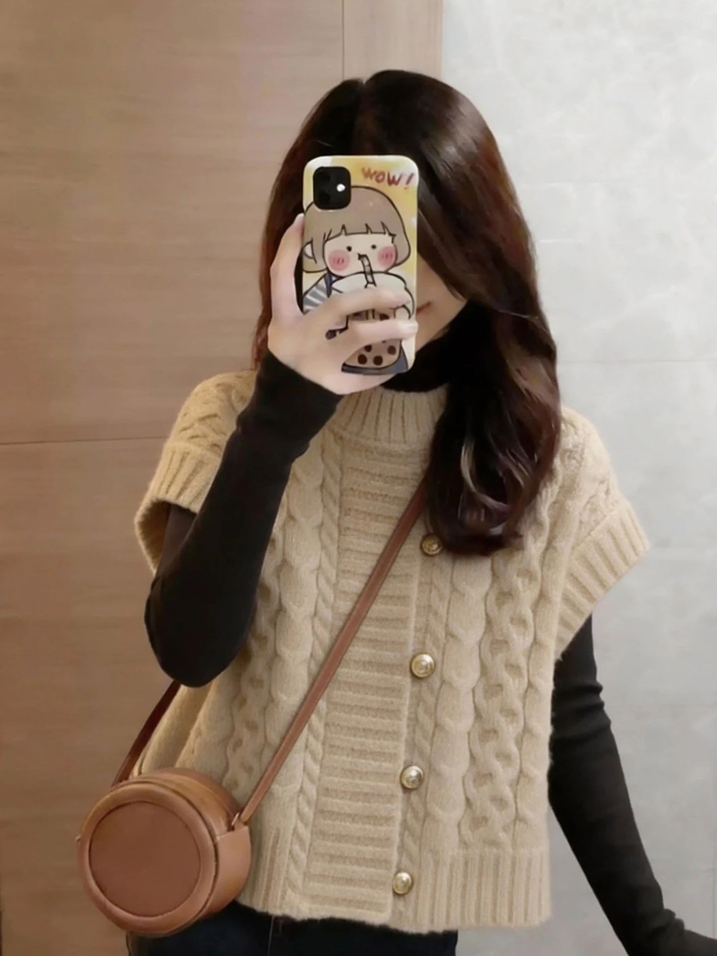 Slimming Knitted Commute Vest Lazy Design Women's Base Shirt Outerwear Casual Loose Fit Regular Length Spring Autumn Fashion