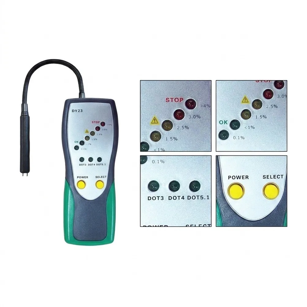 DY23 LED Indicator Brake Fluid Tester for DOT3 DOT4 DOT5.1 Brake Fluid Water Content Detection Tool Automotive Repair